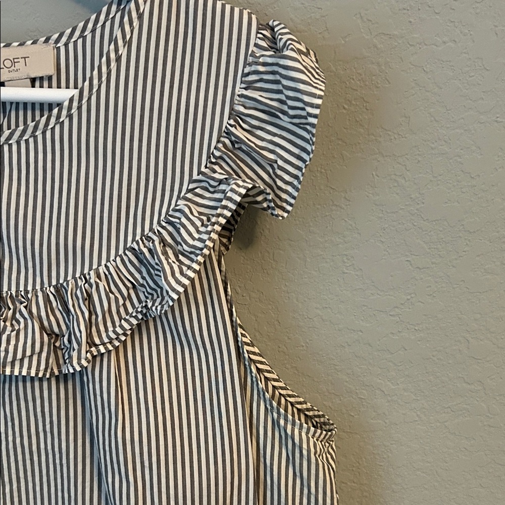 Loft Outlet Striped Ruffle Sleeve Top - Picture 4 of 7